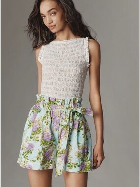 Anthropologie Plenty by Tracy Reese Belted Seersucker Shorts